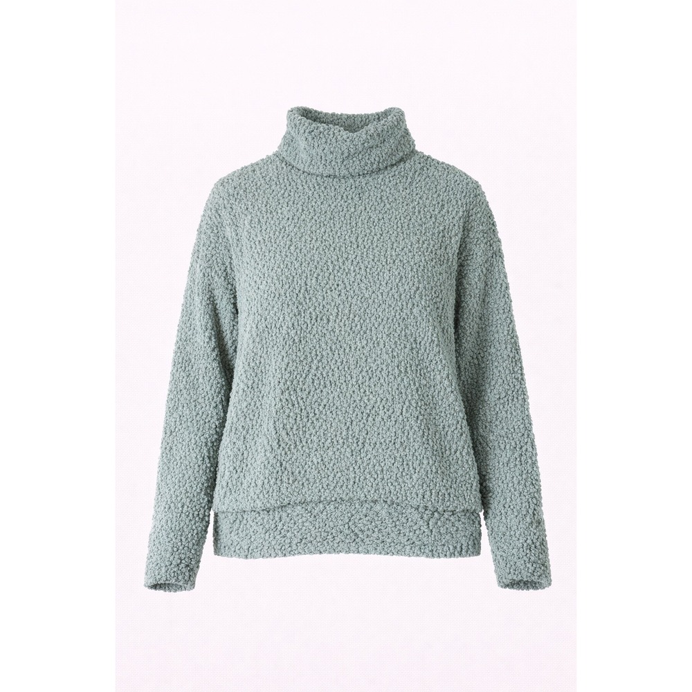 Bobaeu Women's Teal‎ Textured Turtleneck Sweater Size M Cozy Popcorn Knit